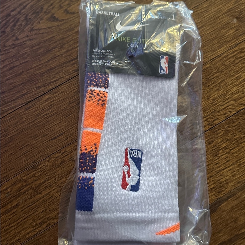 Nike Elite Crew NBA Basketball Sock White Orange Blue NEW - MENS LARGE